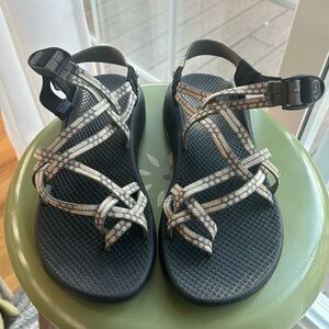 Chaco Women's Sandals Black with Beige Pattern Straps